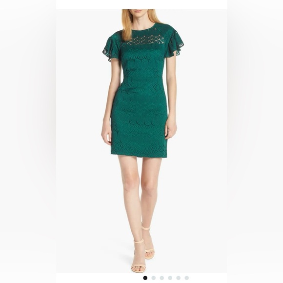 GUC Trina Turk Mai Tai Lace Dress In Emerald - Picture 1 of 8